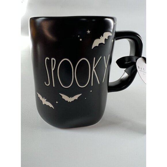 Rae Dunn Spooky Mug Bats And Stars Halloween Themed Cup Dishwasher Safe 18oz NWT - Picture 3 of 8